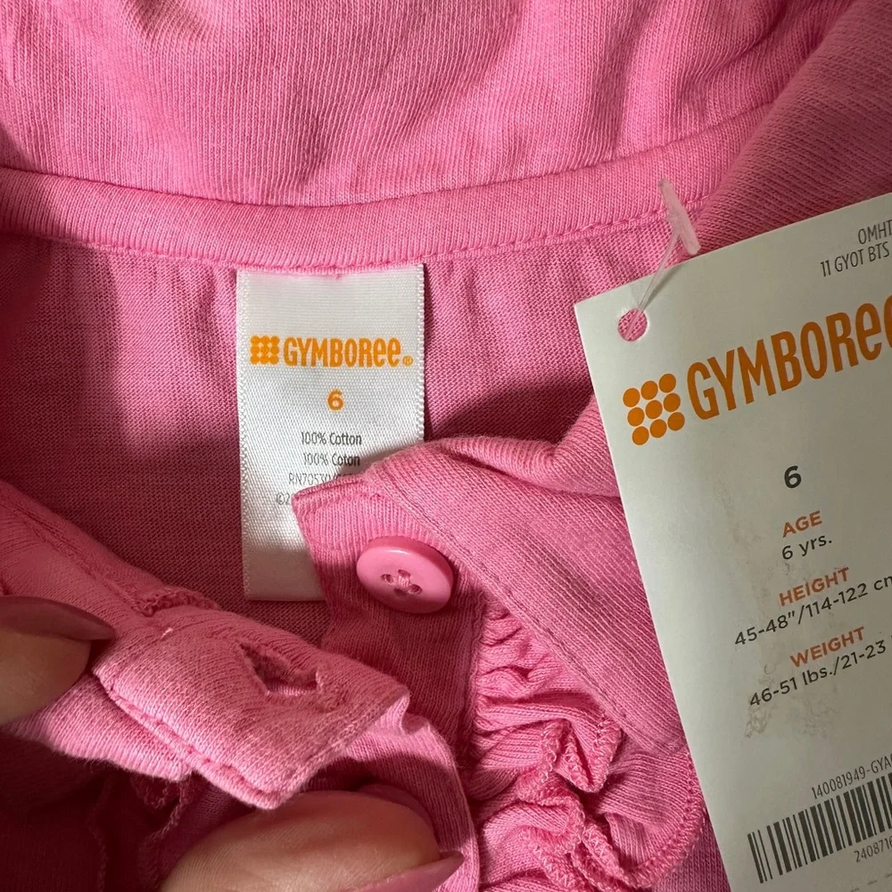 NWT Gymboree Girls 6 Pink Ruffled‎ Shirt Top